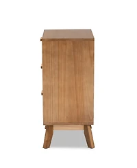 Baxton Studio 15.7" Finished Wood Baden Mid-Century Modern 3-Drawer End Table