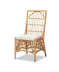 bali & pari 19" Upholstered and Rattan Rose Modern Bohemian Dining Chair