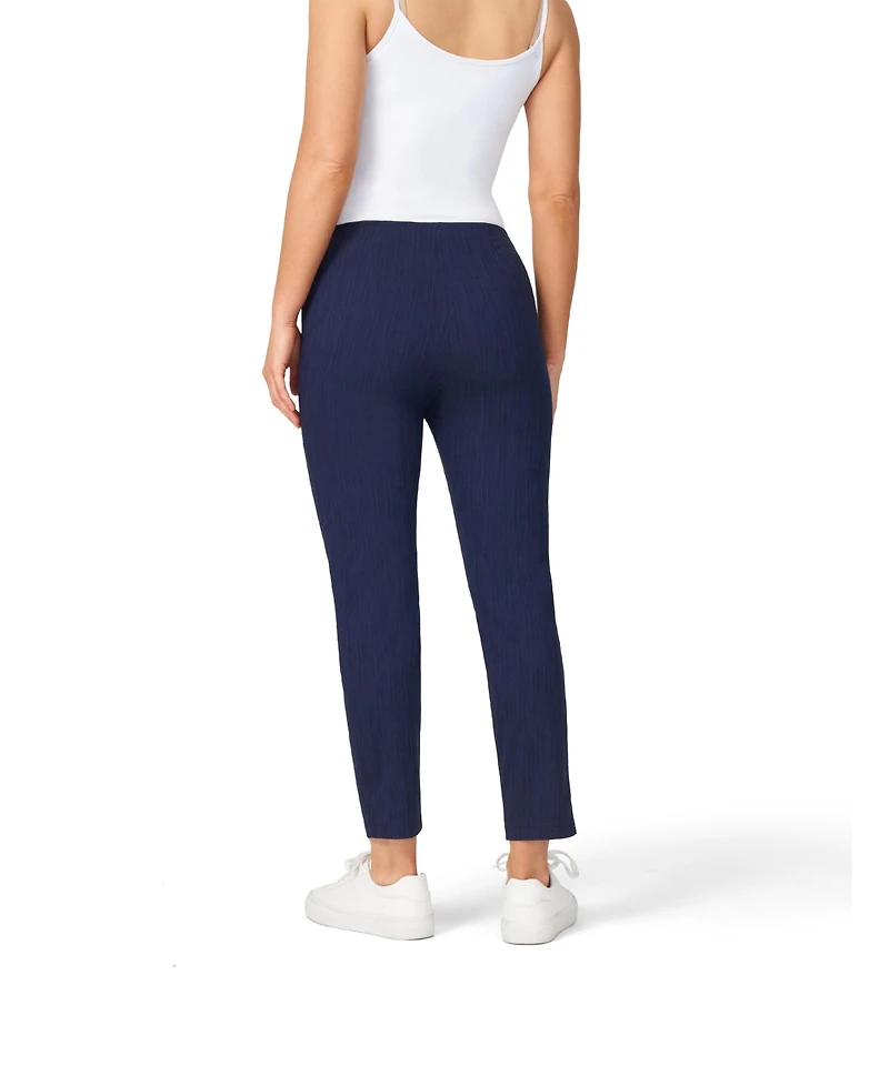 Cable & Gauge Women's Stripe Slim Fit Pull On Cropped Pant