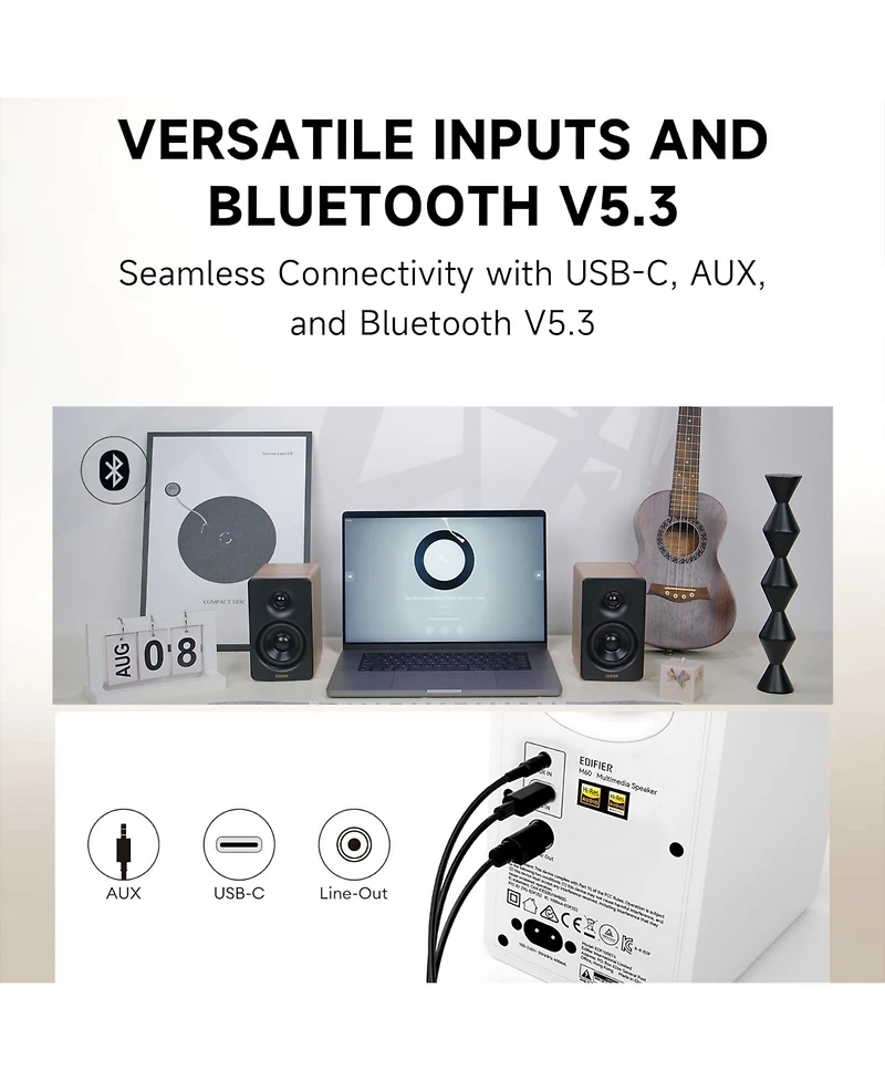 Edifier Bookshelf Speakers, 66W Rms Desktop Speakers with Stands