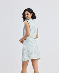 Reistor Women's Drawstring Shirt Dress Blue Florals