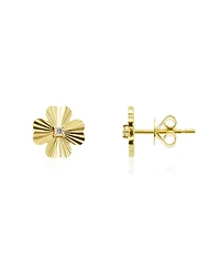 The Lovery Fluted Gold Four Leaf Clover Stud Earrings 14K Gold