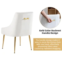 Dyhome Modern Velvet Upholstered Dining Chairs Set of 2, Mid Century Side with 5.12” Cushions and Back Pull Rod for Kitchen, Living Room