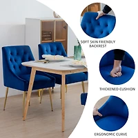 Dyhome Modern Velvet Upholstered Dining Chairs Set of 2, Mid Century Side with 5.12” Cushions and Back Pull Rod for Kitchen, Living Room