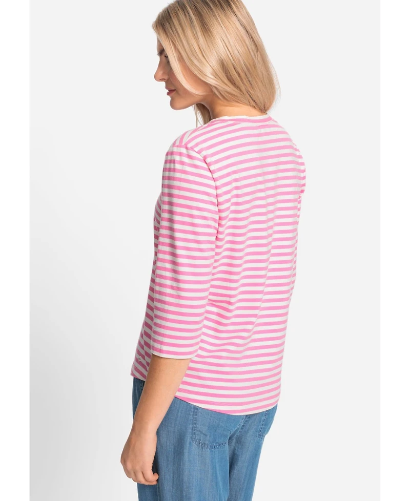 Olsen Women's Striped V-Neck T-Shirt