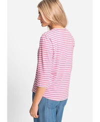 Olsen Women's Striped V-Neck T-Shirt