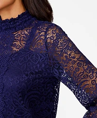 Cable & Gauge Women's Lace Mock Neck Top