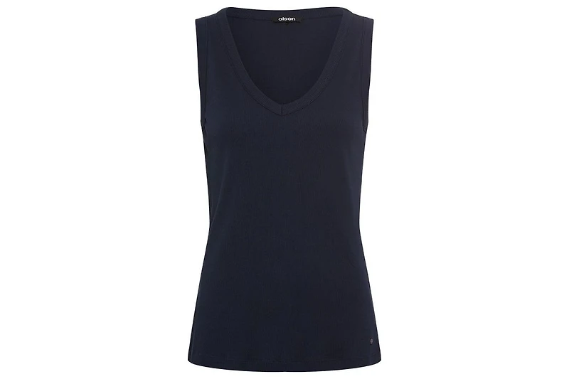 Olsen Women's Ribbed Knit Rounded V-Neck Shell