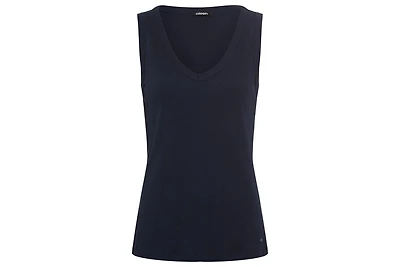 Olsen Women's Ribbed Knit Rounded V-Neck Shell