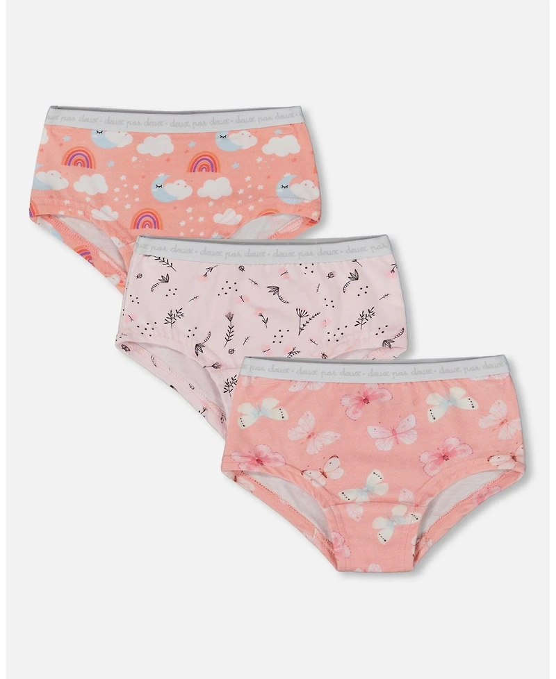 Deux par Girl Printed Cotton Boyshort Panties (Pack Of 3) Multicolored - Toddler|Child