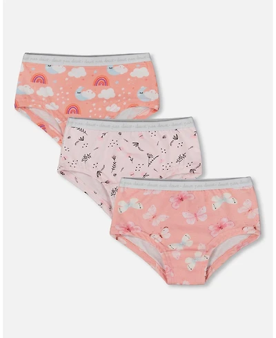 Deux par Girl Printed Cotton Boyshort Panties (Pack Of 3) Multicolored - Toddler|Child