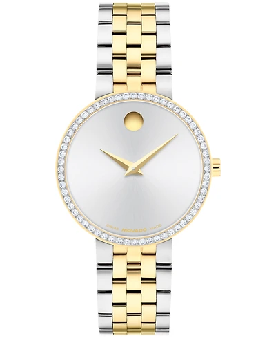 Movado Women's Museum Classic Lab Grown Diamond Swiss Quartz Stainless-Steel Light Yellow Pvd Watch, 29.5mm