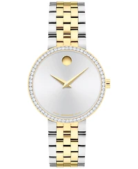 Movado Women's Museum Classic Lab Grown Diamond Swiss Quartz Stainless-Steel Light Yellow Pvd Watch, 29.5mm
