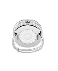 Anne Klein Women's Quartz Pink and Silver-Tone Metal Alloy Ring Watch, 20mm
