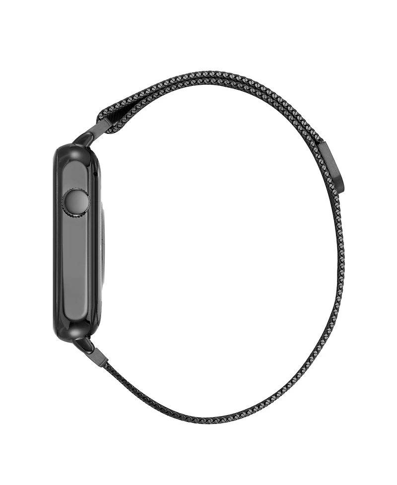 Anne Klein Women's Connect It Stellar Smartwatch with Black Stainless-Steel Mesh and White Silicone Band, 45mm