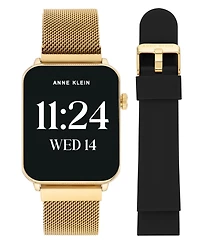 Anne Klein Women's Connect It Stellar Smartwatch with Gold-Tone Stainless Steel Mesh and Silicone Band