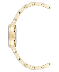 Anne Klein Women's Quartz Ivory Pearlescent Acetate and Gold-Tone Metal Alloy Link Bracelet Watch, 30mm