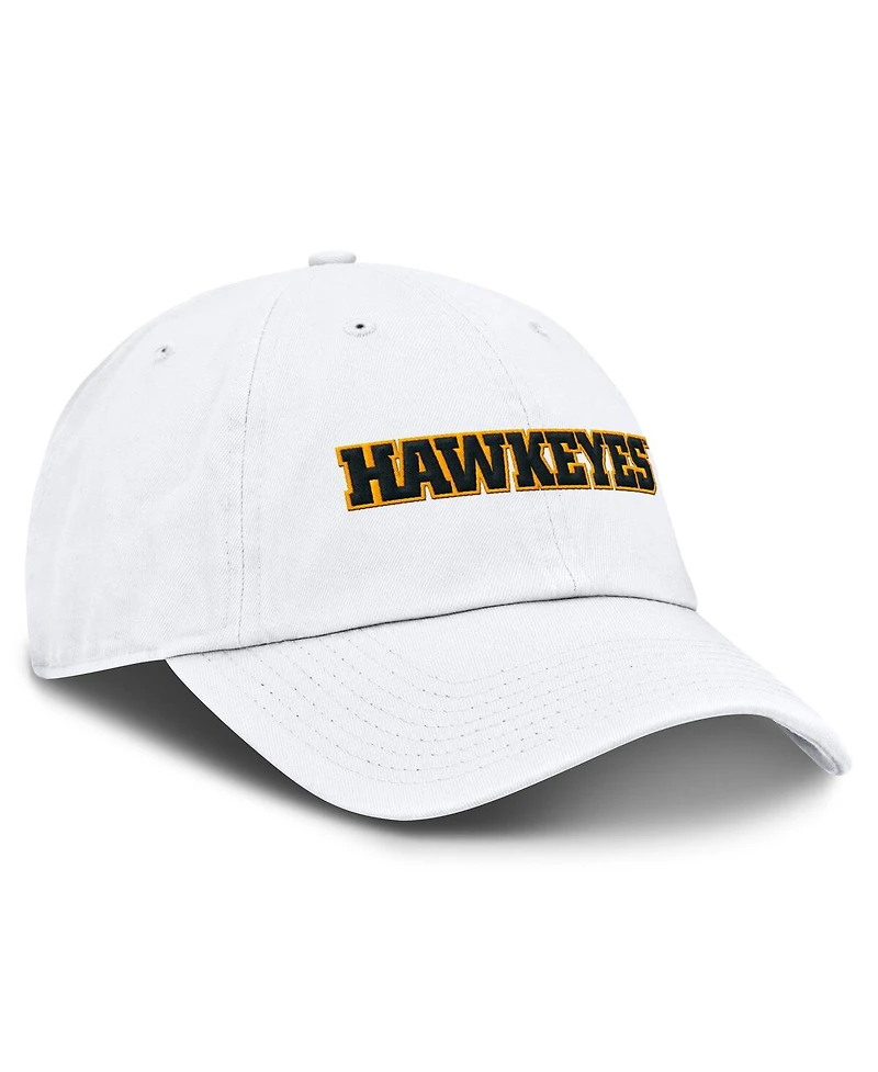Nike Men's White Iowa Hawkeyes Core Club Mascot Wordmark Adjustable Hat