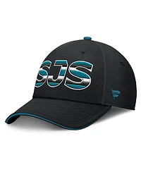 Fanatics Men's Black/Teal San Jose Sharks Authentic Pro Rink Team Code Flex Hat