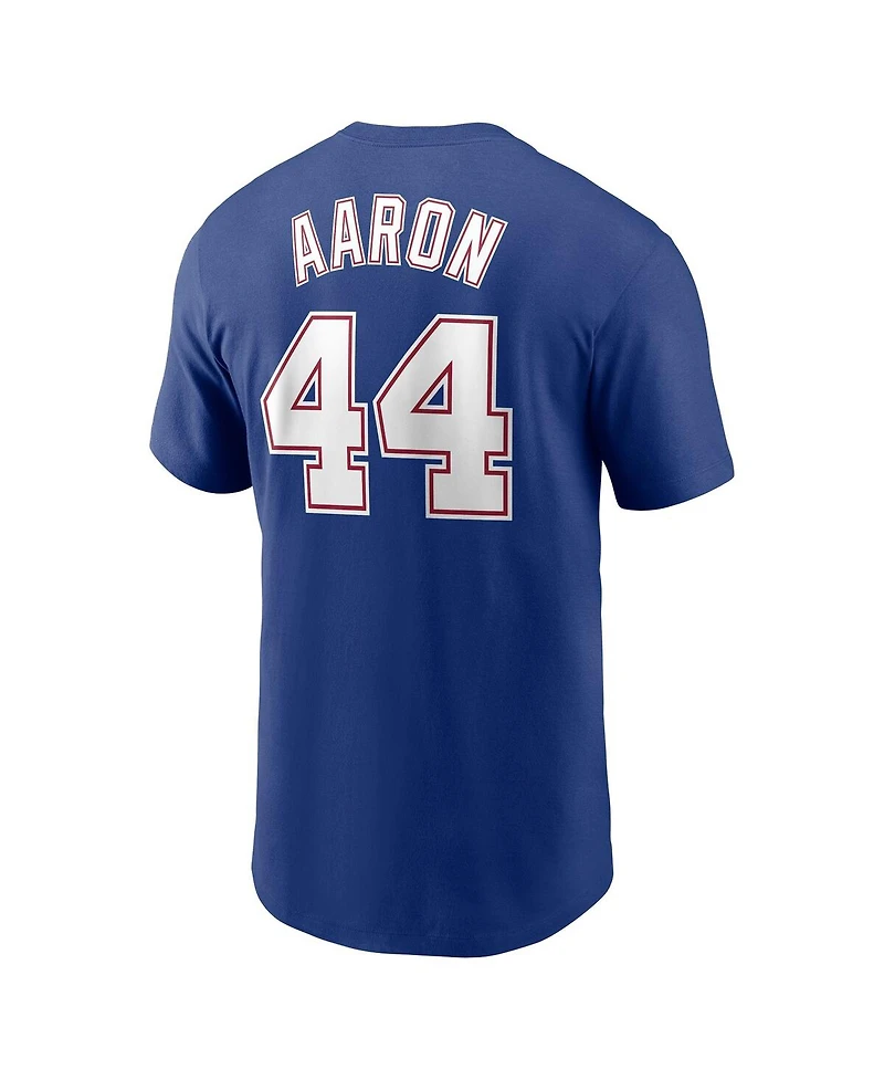 Nike Men's Hank Aaron Royal Atlanta Braves Cooperstown Collection Fuse Name Number T-Shirt