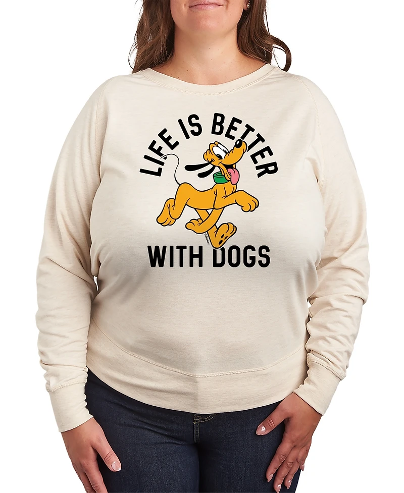 Hybrid Apparel Plus Disney Pluto Life is Better with Dogs Graphic Pullover T-Shirt