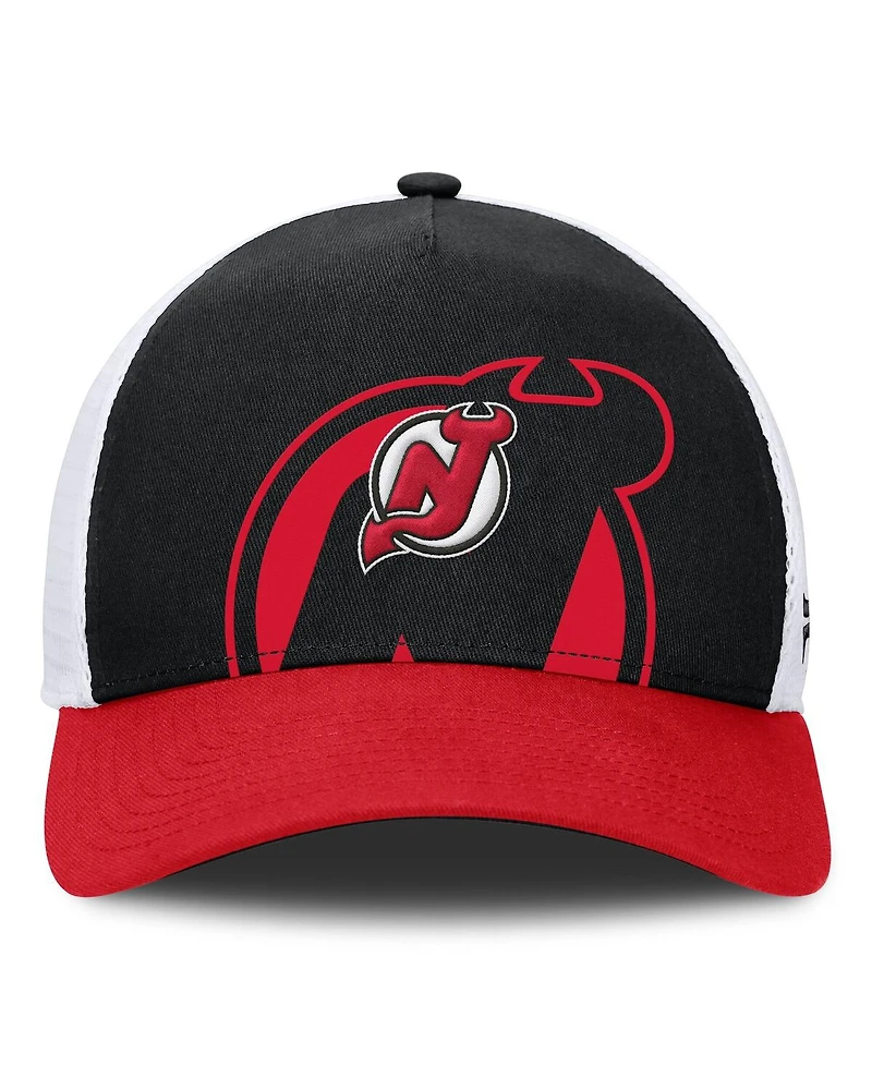 Fanatics Men's Black/Red New Jersey Devils Authentic Pro A-Frame Rink Adjustable Hat