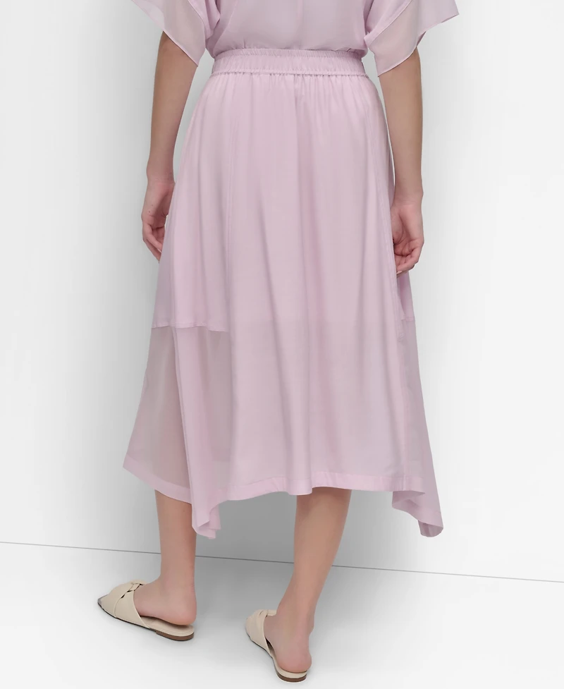 Dkny Women's Handkerchief Hem Mixed Media Maxi Skirt