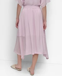Dkny Women's Handkerchief Hem Mixed Media Maxi Skirt