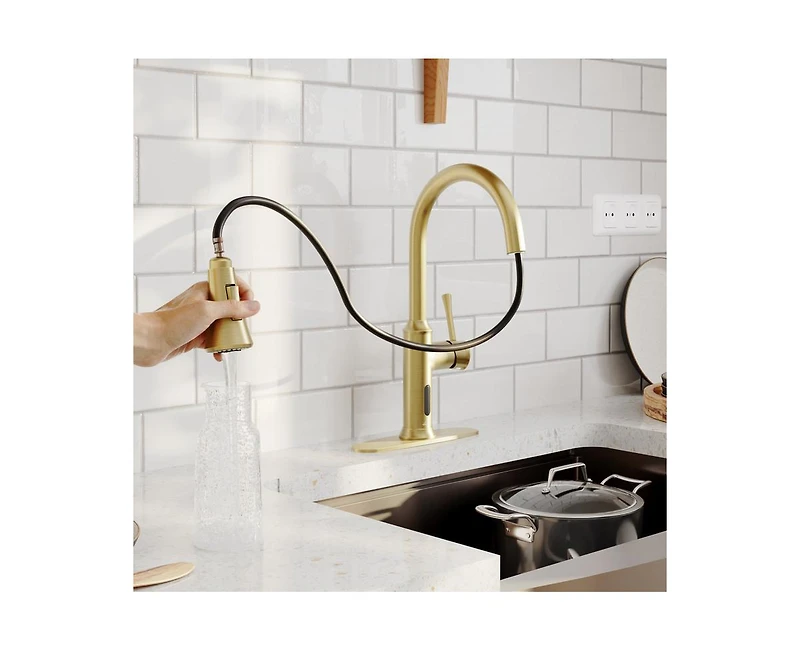 Casainc Smart Faucet Touchless Pull Down Sprayer Kitchen with Voice and Motion Control