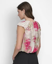 Dkny Women's Floral-Print V-Neck Cap-Sleeve Top