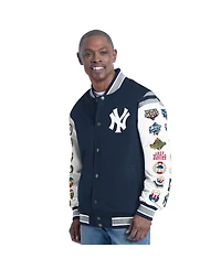 G-iii Sports by Carl Banks Men's Navy New York Yankees Recruit Commemorative Full-Snap Varsity Jacket