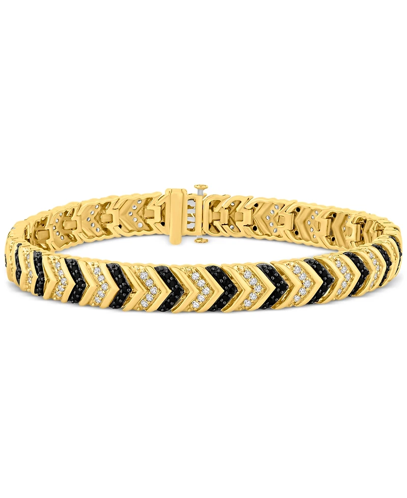 Men's Black & White Diamond Chevron Link Bracelet (3 ct. t.w.) in 10k Gold