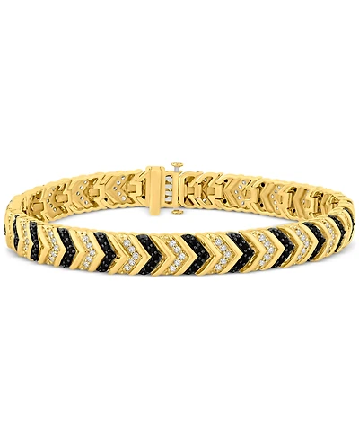 Men's Black & White Diamond Chevron Link Bracelet (3 ct. t.w.) in 10k Gold