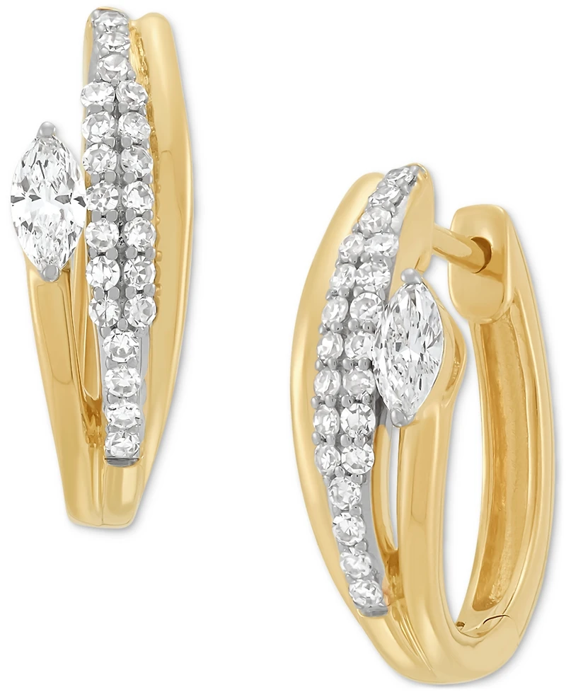 Forever Grown Diamonds Lab Grown Diamond Marquise & Round Small Hoop Earrings (1/2 ct. t.w.) in 14k Gold-Plated Sterling Silver