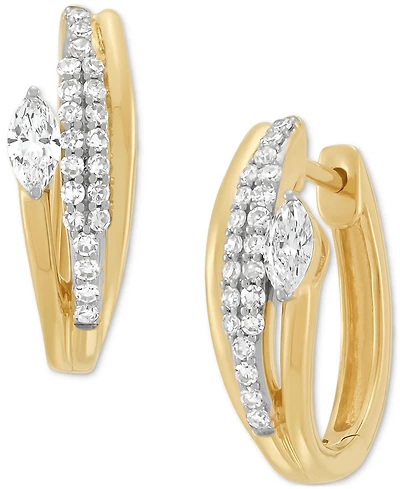 Forever Grown Diamonds Lab Grown Diamond Marquise & Round Small Hoop Earrings (1/2 ct. t.w.) in 14k Gold-Plated Sterling Silver