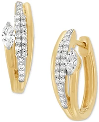 Forever Grown Diamonds Lab Grown Diamond Marquise & Round Small Hoop Earrings (1/2 ct. t.w.) in 14k Gold-Plated Sterling Silver