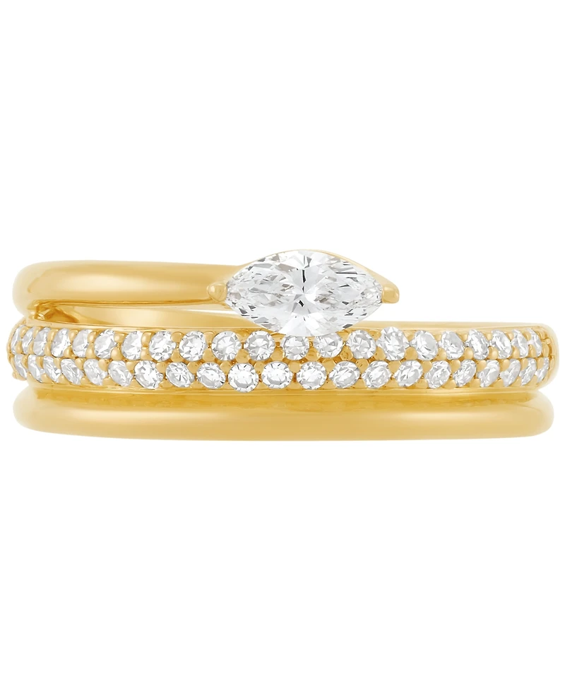 Forever Grown Diamonds Lab Grown Diamond Marquise & Round Wrap Ring (1/2 ct. t.w.) in 14k Gold-Plated Sterling Silver