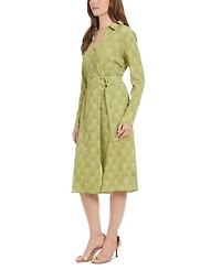 London Times Petite Printed Faux-Wrap Dress