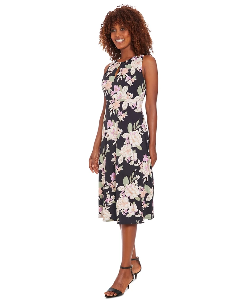 London Times Petite Floral-Print A-Line Dress