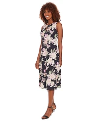 London Times Petite Floral-Print A-Line Dress