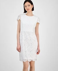 Tahari Petite Paisley Lace Cap-Sleeve Sheath Dress