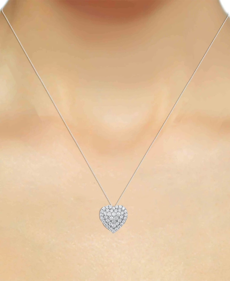Forever Grown Diamonds Lab-Grown Diamond Cluster Heart 18" Pendant Necklace (2 ct. t.w.) in Sterling Silver or 14k Gold-Plated Sterling Silver
