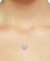 Forever Grown Diamonds Lab-Grown Diamond Cluster Heart 18" Pendant Necklace (2 ct. t.w.) in Sterling Silver or 14k Gold-Plated Sterling Silver