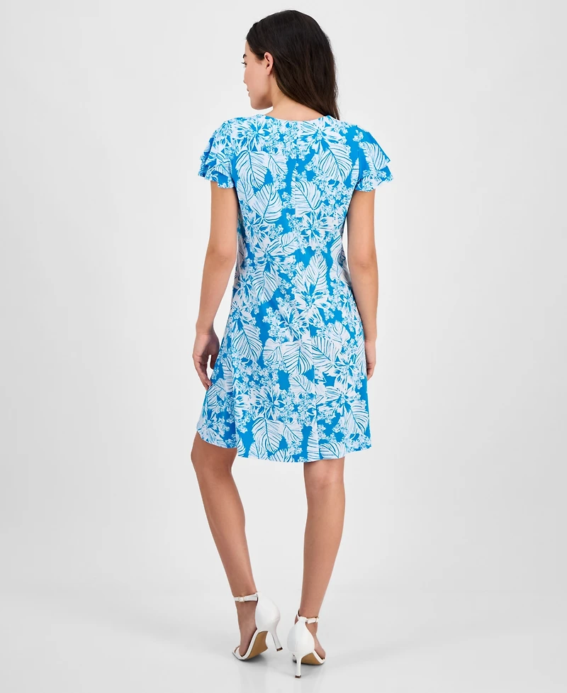 Anne Klein Women's Printed Double Flutter-Sleeve Mini Dress
