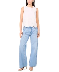 1.state Women's Sleeveless Embroidered Hem Blouse