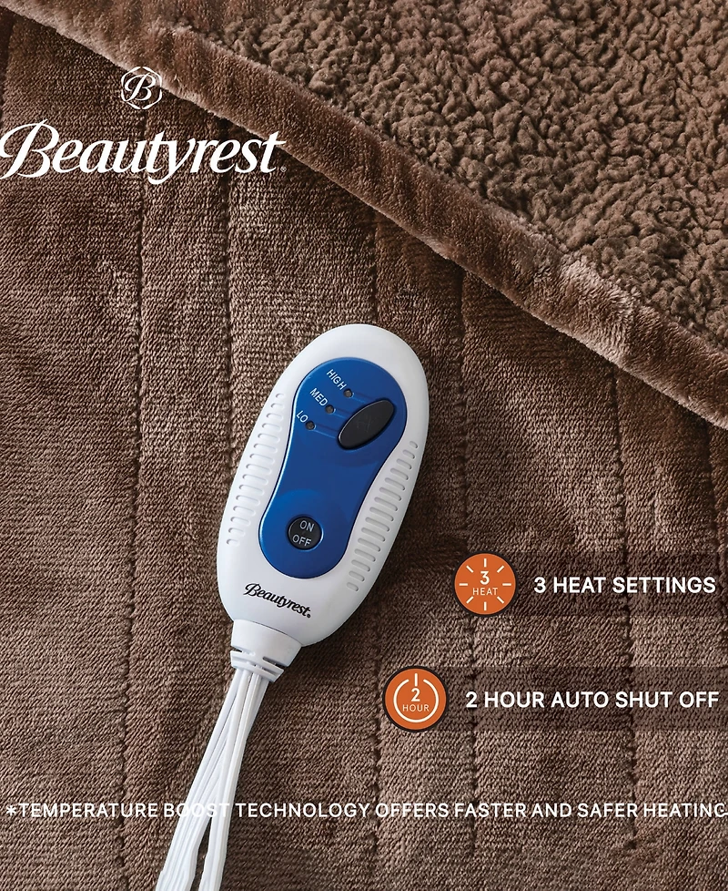 Beautyrest Microlight Electric Reversible Plush to Berber Throw, 60" x 70"