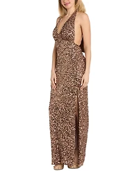 Morgan & Company Juniors' Sequined Halter Gown