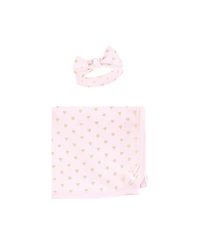 Hudson Baby Girls Layette Essentials Gown, Swaddle Wrap, and Headpiece Option