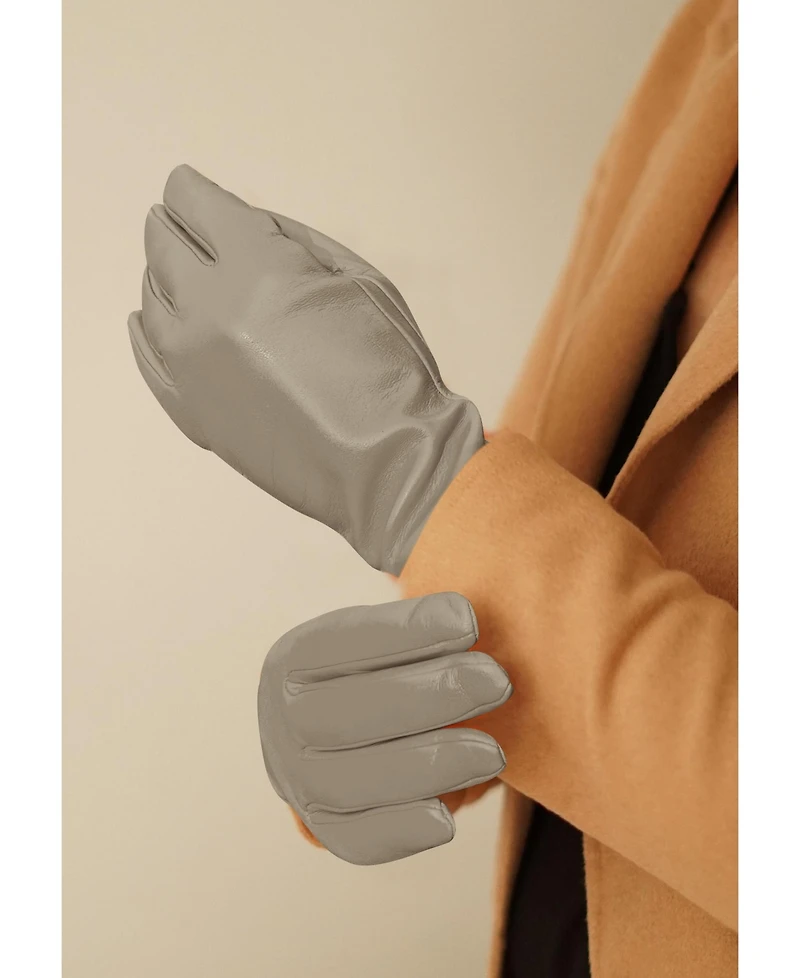 Women`s extra long Premium Lamb Leather Touchscreen Gloves "Lola Long" Cashmere Lining