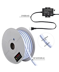 DELight 150FT Rgb Neon Rope Lights with Remote Control & App Ac 110V IP65 Waterproof Music Sync Dimmable Cuttable Diy Del-D150R